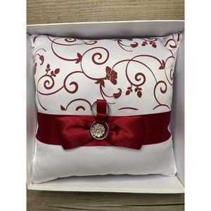 Lillian Rose Ring Bearer Red-White Vine Diamond Jewel Ring Pillow